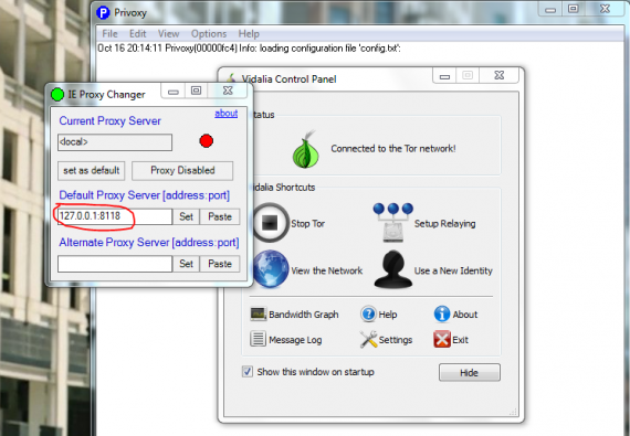 Tor, Privoxy a IE Proxy Changer